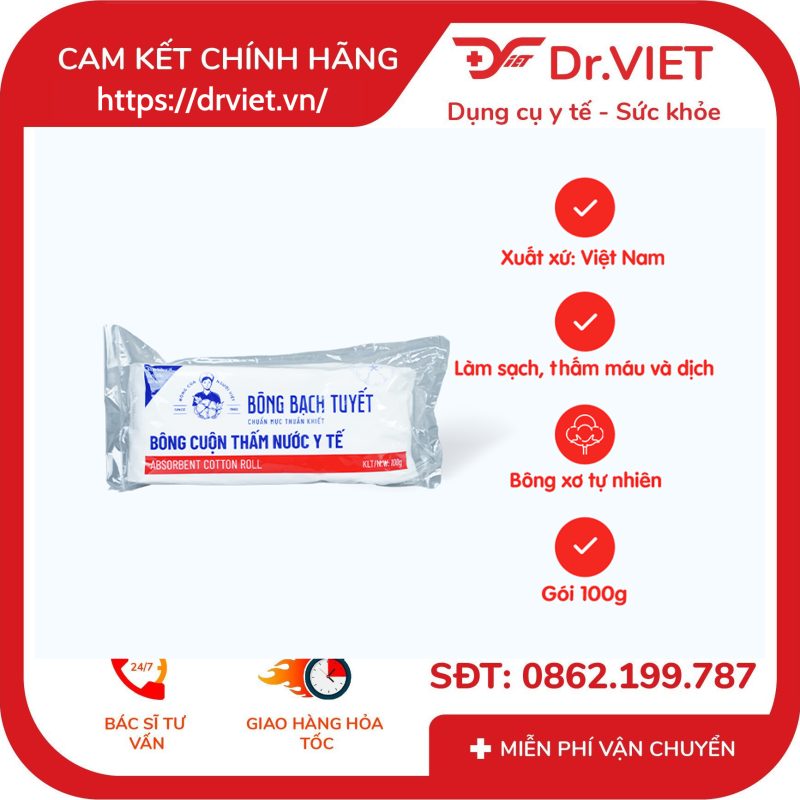 Alternative view of Bông y tế thấm nước Bạch Tuyết (1Kg, 500Gr, 250Gr, 100Gr, 50Gr, 25Gr)