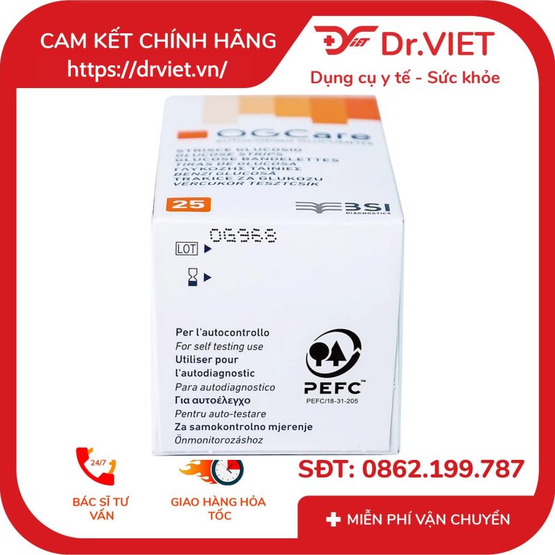 Que thử đường huyết dùng cho máy đo đường huyết OgCare (25 Cái) 14 Que thử đường huyết dùng cho máy đo đường huyết OgCare (25 Cái)
