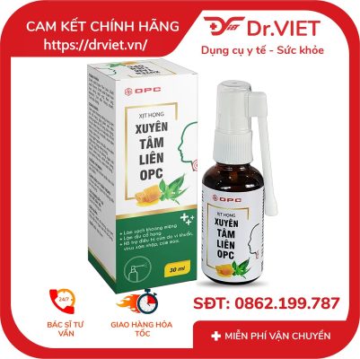 Xịt họng Xuyên tâm liên OPC 30ml Hỗ trợ giảm ho viêm họng