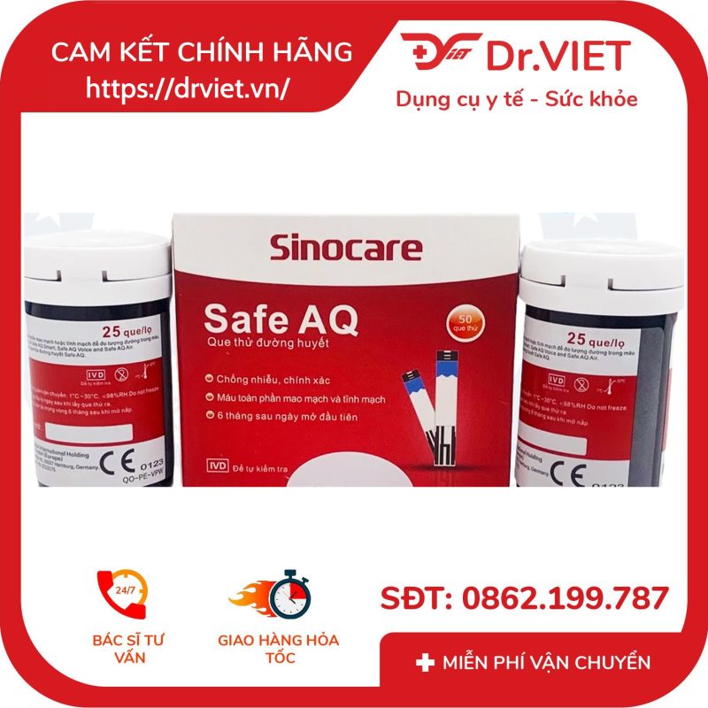 Bộ 50 Que và 50 Kim Thử Đường Huyết của máy Sinocare Safe AQ Smart 15 Bộ 50 Que và 50 Kim Thử Đường Huyết của máy Sinocare Safe AQ Smart