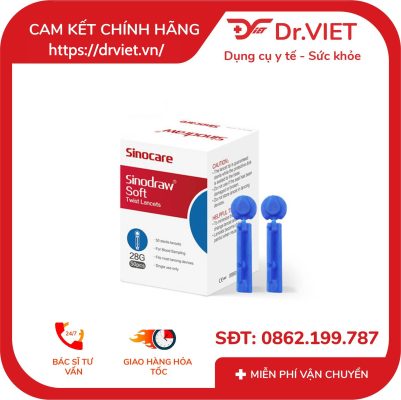 Kim lấy máu Sinocare Sinodraw Soft 28G hộp 50 que