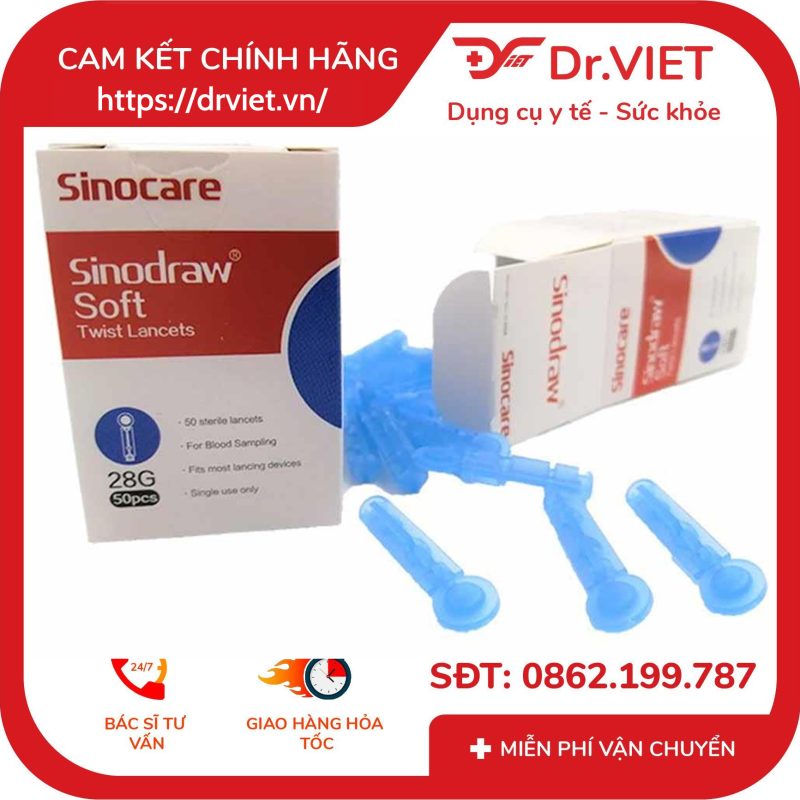 Kim lấy máu Sinocare Sinodraw Soft 28G hộp 50 que 9 Kim lấy máu Sinocare Sinodraw Soft 28G hộp 50 que