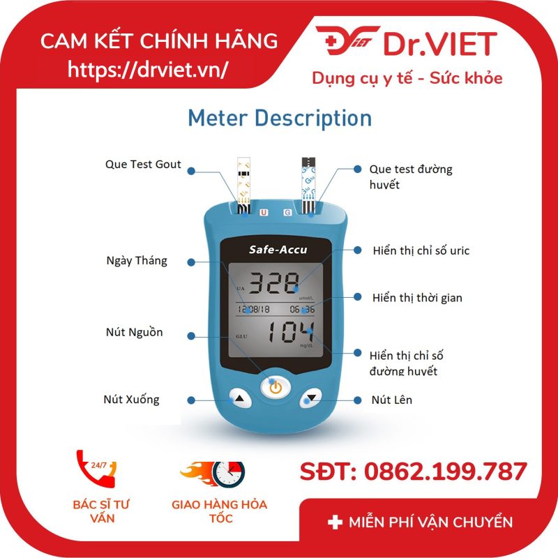 Hộp 50 que thử Axit Uric máy Sinocare Safe AQ UG