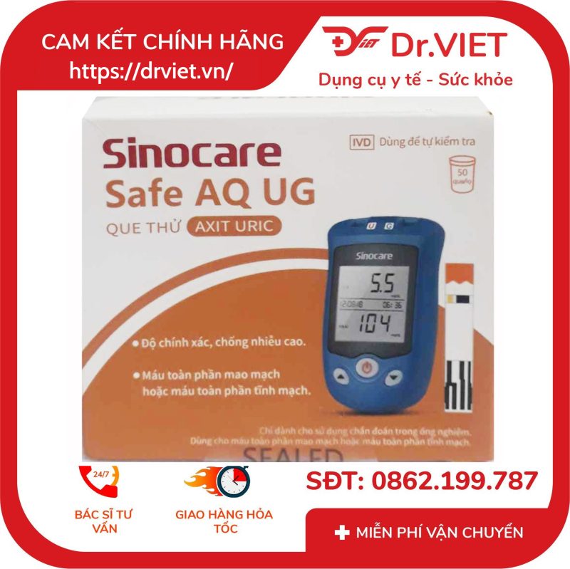 Hộp 50 que thử Axit Uric máy Sinocare Safe AQ UG