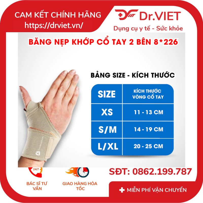 Băng nẹp khớp cổ tay 2 bên Thermoskin 8*226 12 Băng nẹp khớp cổ tay 2 bên Thermoskin 8*226