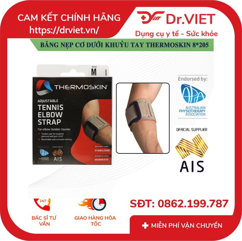 Băng nẹp cơ dưới khuỷ tay hỗ trợ hoạt động mạnh THERMOSKIN 8*205 Size M