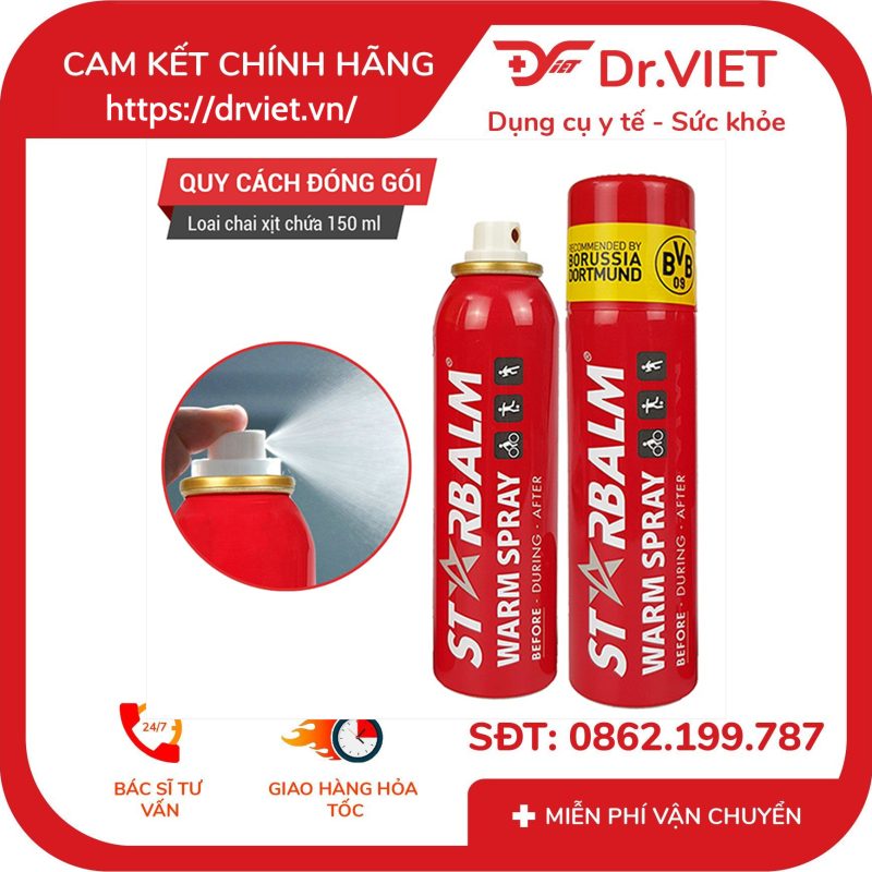 Chai xịt nóng Starbalm Warm Spray phòng tránh chấn thương 150ml