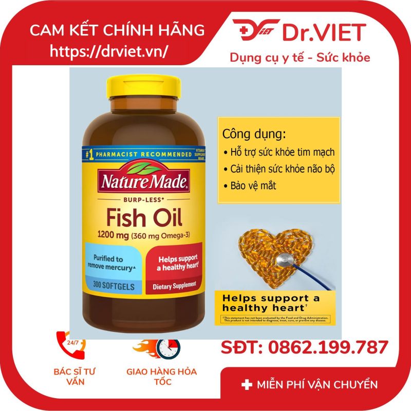 Dầu cá Omega 3 fish oil 1200mg Nature Made 300 viên 13 Dầu cá Omega 3 fish oil 1200mg Nature Made 300 viên
