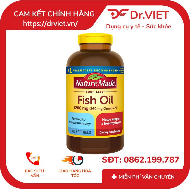 Dầu cá Omega 3 fish oil 1200mg Nature Made 300 viên