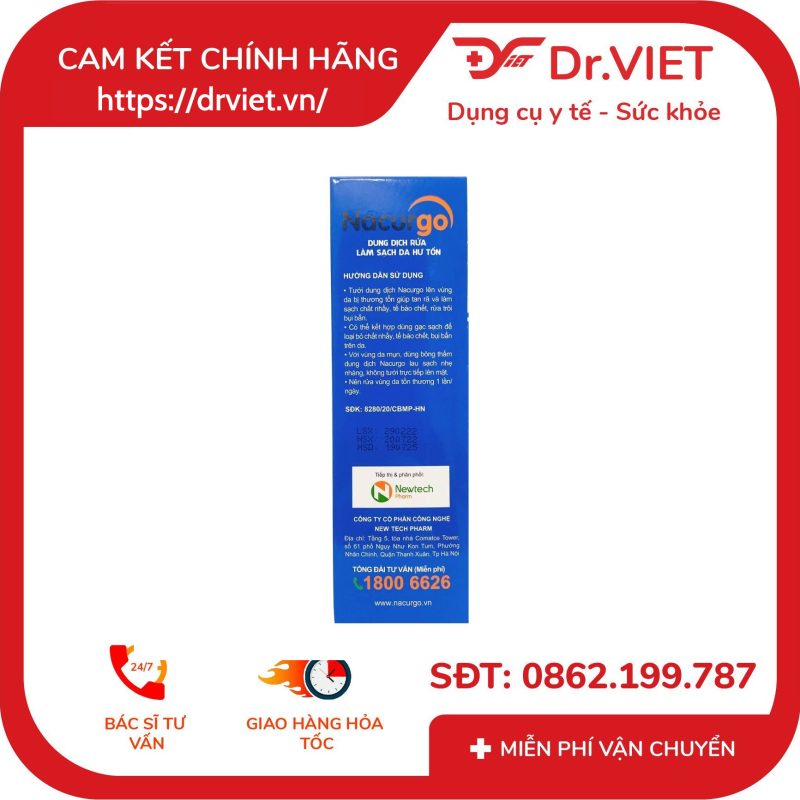 Dung dịch Nacurgo rửa và sát khuẩn vết thương 125ml 10 Dung dịch Nacurgo rửa và sát khuẩn vết thương 125ml