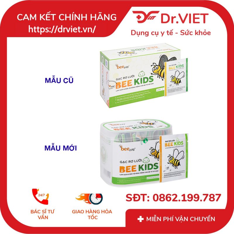 Gạc rơ lưỡi Bee Kids hộp 36 gói cho bé