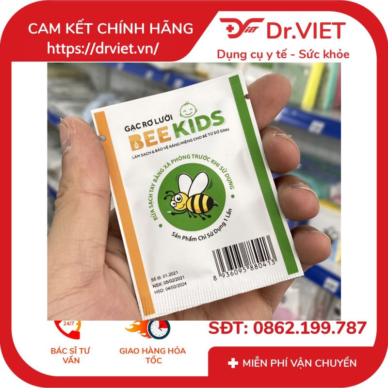 Gạc rơ lưỡi Bee Kids hộp 36 gói cho bé