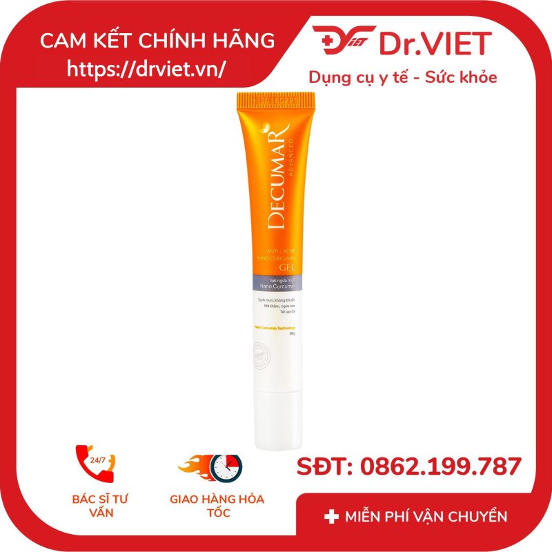 Gel ngừa mụn Nano Curcumin Decumar Advanced 20g