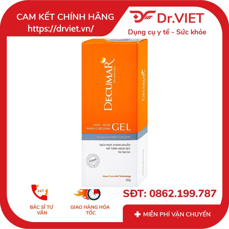 Gel ngừa mụn Nano Curcumin Decumar Advanced 20g