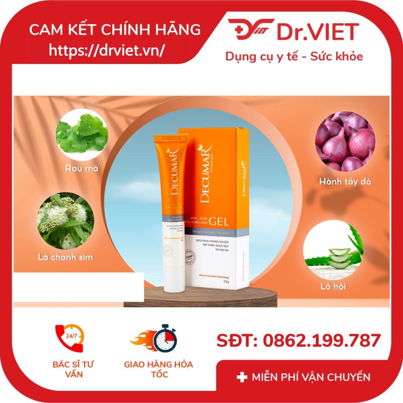 Gel ngừa mụn Nano Curcumin Decumar Advanced 20g