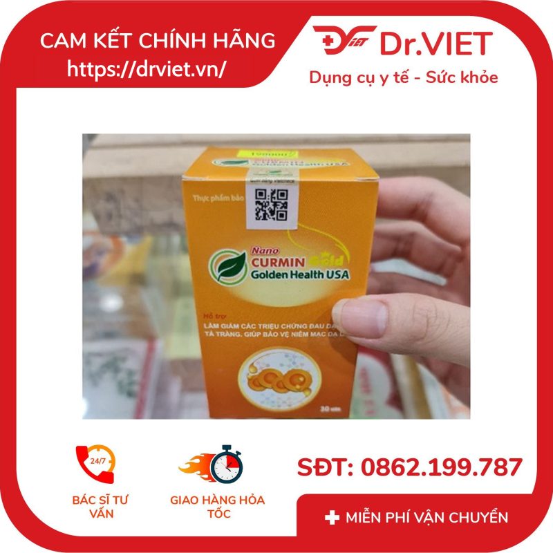 Hỗ trợ điều trị viêm loét dạ dày tá tràng Nano Curmin Gold hộp 30 viên