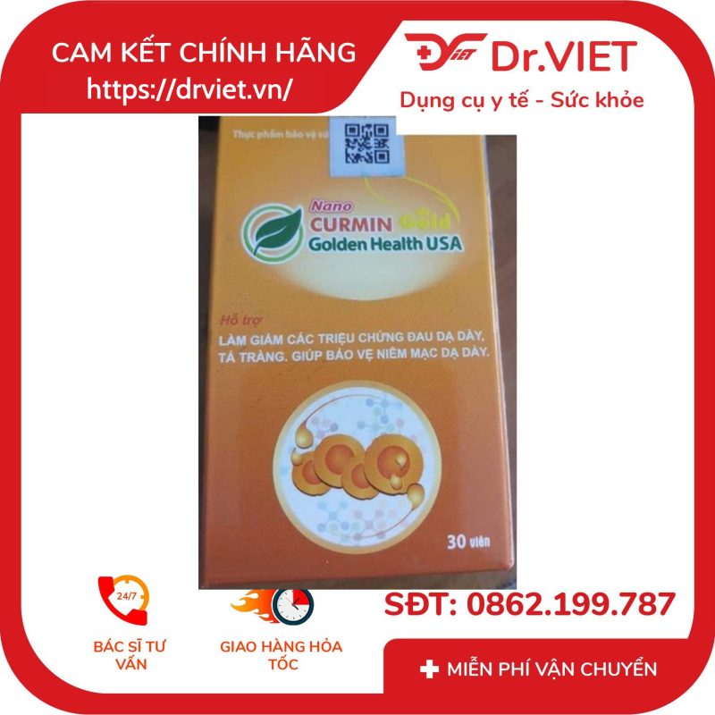 Hỗ trợ điều trị viêm loét dạ dày tá tràng Nano Curmin Gold hộp 30 viên