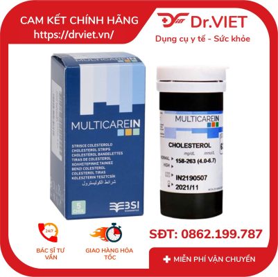 Hộp 5 que thử mỡ máu Cholesterol cho máy Multicarein 16 Hộp 5 que thử mỡ máu Cholesterol cho máy Multicarein