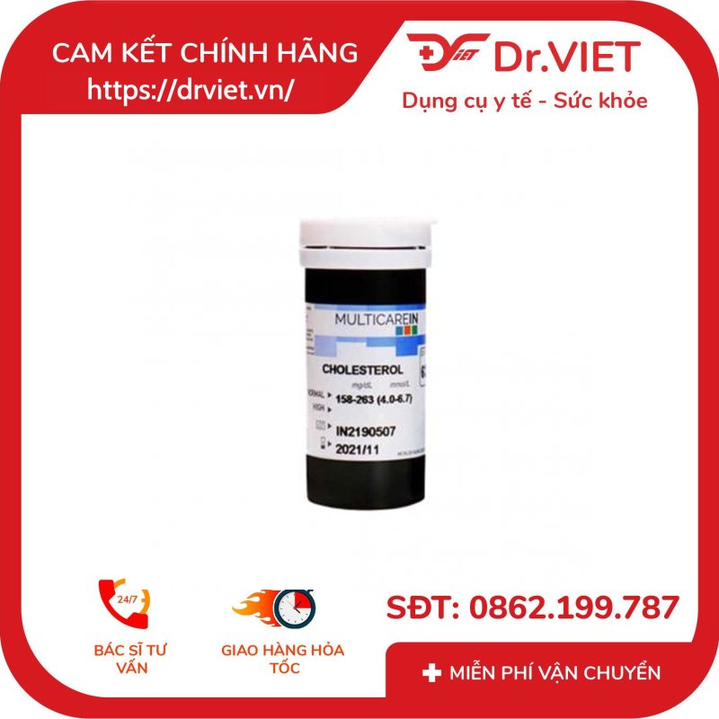 Hộp 5 que thử mỡ máu Cholesterol cho máy Multicarein 12 Hộp 5 que thử mỡ máu Cholesterol cho máy Multicarein