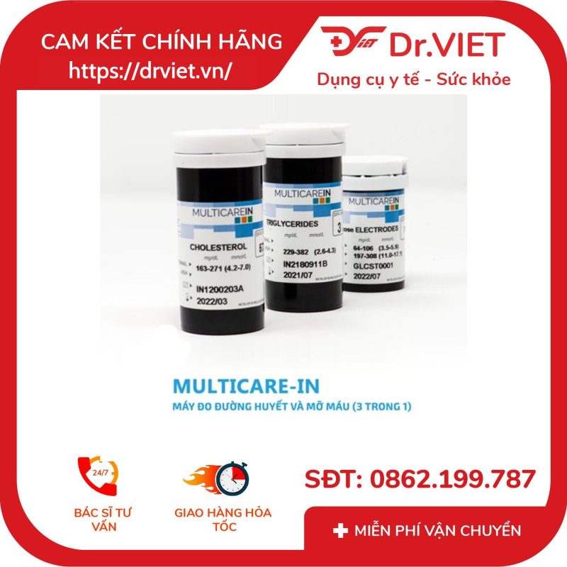 Hộp 5 que thử mỡ máu Cholesterol cho máy Multicarein 10 Hộp 5 que thử mỡ máu Cholesterol cho máy Multicarein