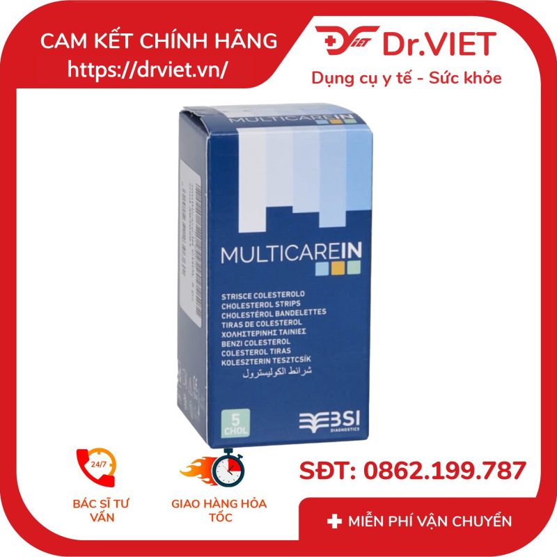 Alternative view of Hộp 5 que thử mỡ máu Cholesterol cho máy Multicarein