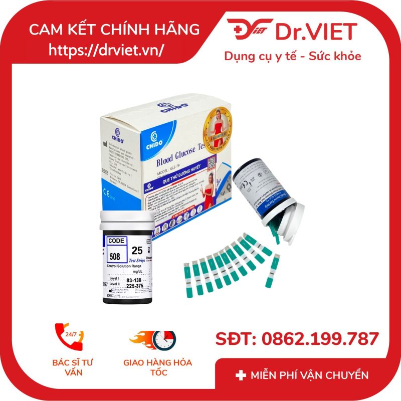 Hộp 50 Que thử đường huyết CHIDO