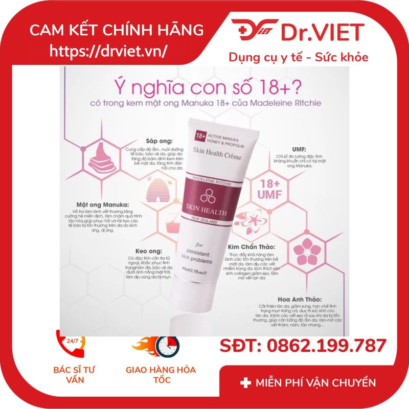Kem Mật Ong Manuka Skin Health 18+ Madeleine Ritchie 40ml 13 Kem Mật Ong Manuka Skin Health 18+ Madeleine Ritchie 40ml