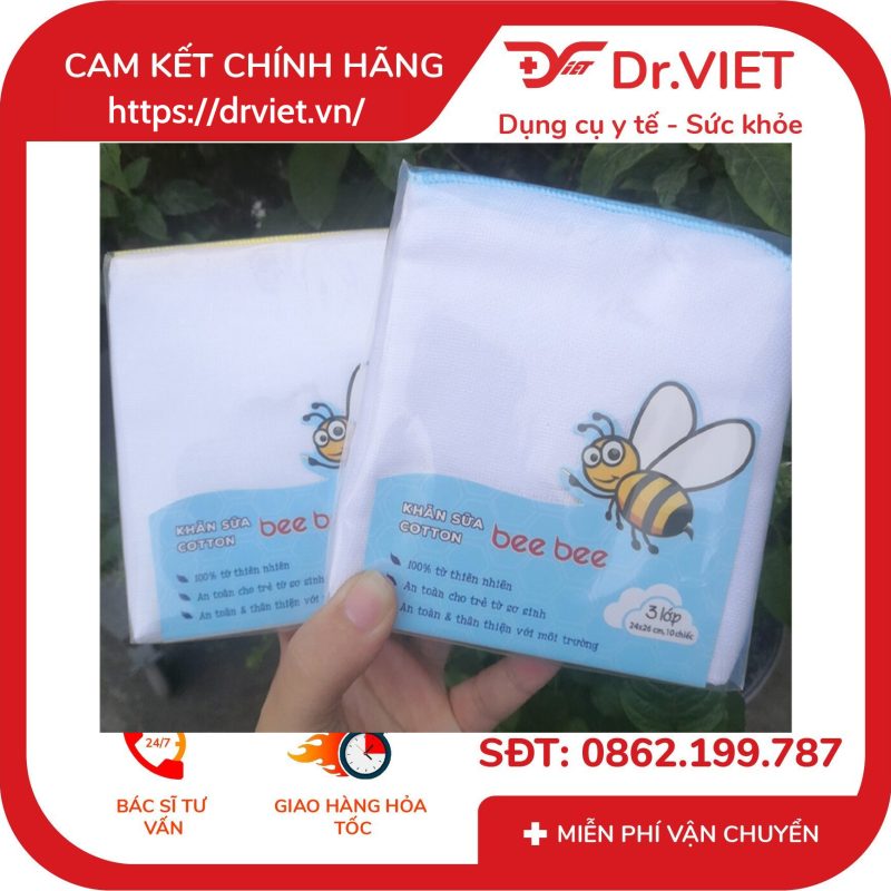Khăn sữa cotton 3 lớp beebee 8 Khăn sữa cotton 3 lớp beebee
