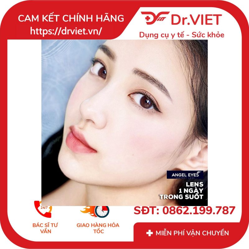 Lens 1 ngày trong suốt Angel Eyes cho mắt nhạy cảm có độ cận từ 0 đến 10 độ