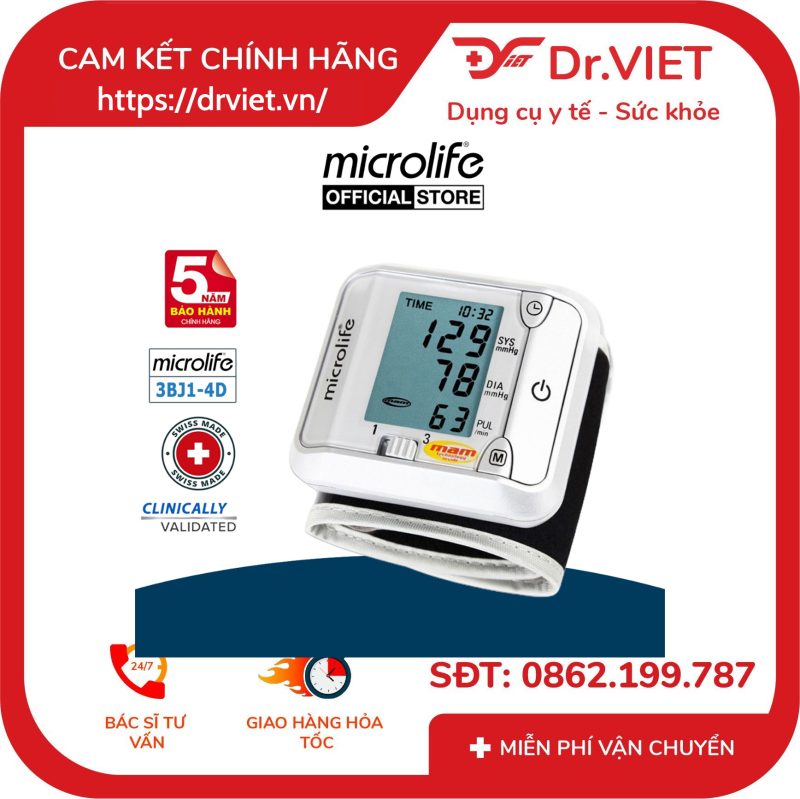 Máy Đo Huyết Áp Cổ Tay Microlife BP 3BJ1-4D