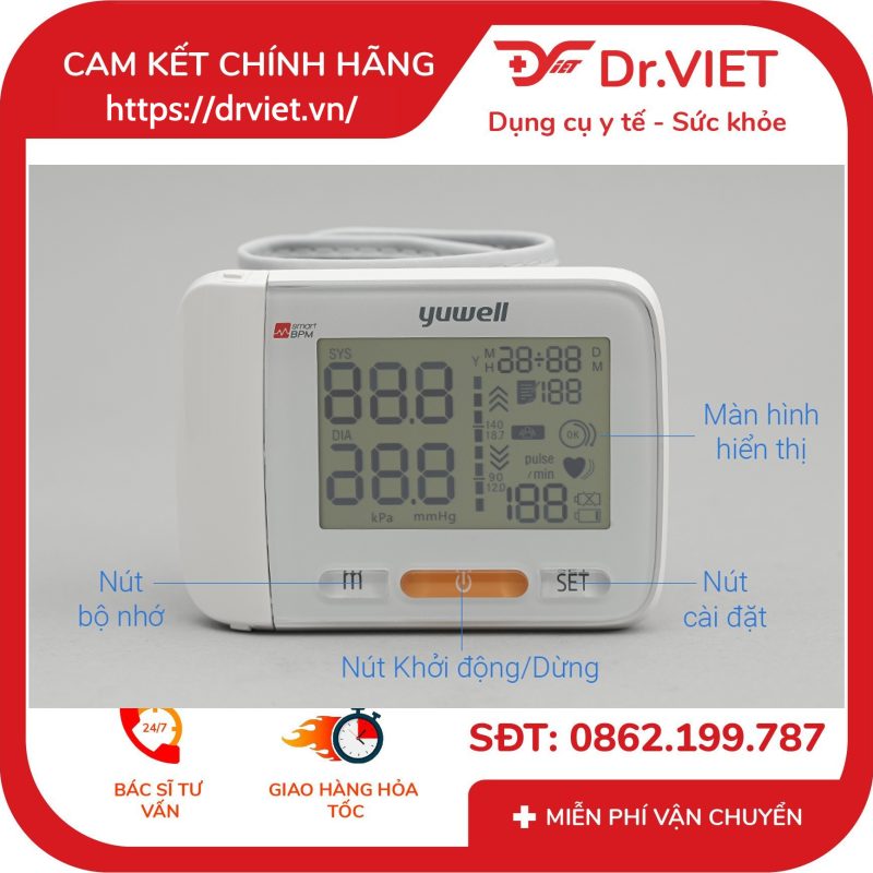 Máy đo huyết áp cổ tay điện tử Yuwell YE8600A 11 Máy đo huyết áp cổ tay điện tử Yuwell YE8600A