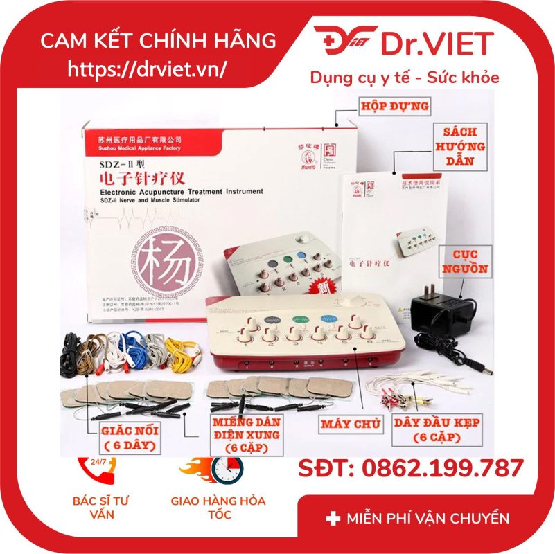 Máy điện châm đa năng Hoa Đà Hwato SDZ II đỏ 16 Máy điện châm đa năng Hoa Đà Hwato SDZ II đỏ