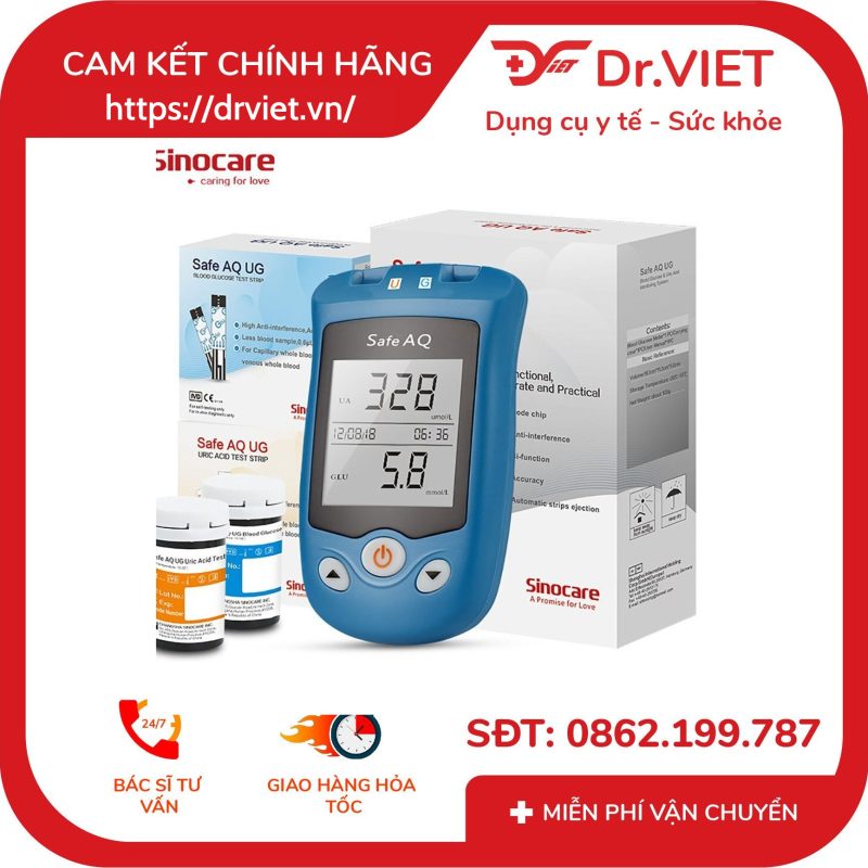 Máy Đo Đường Huyết và Axit Uric Sinocare 2in1 Safe AQ UG 11 Máy Đo Đường Huyết và Axit Uric Sinocare 2in1 Safe AQ UG