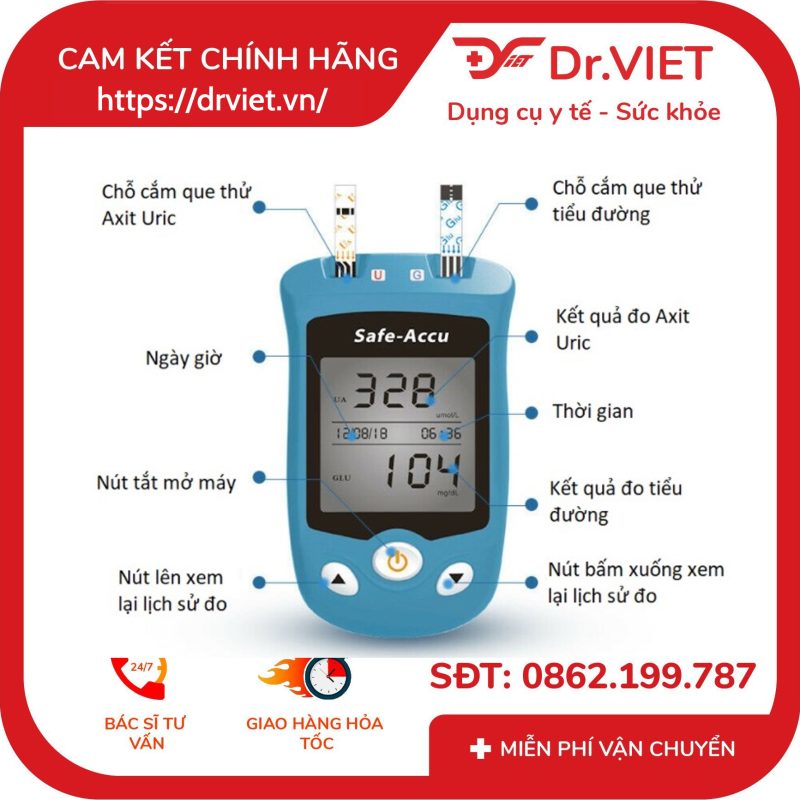 Máy Đo Đường Huyết và Axit Uric Sinocare 2in1 Safe AQ UG 13 Máy Đo Đường Huyết và Axit Uric Sinocare 2in1 Safe AQ UG