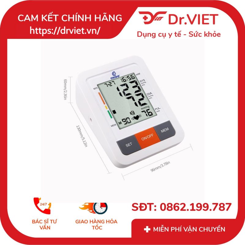 Máy đo huyết áp CHIDO Model 2022 tặng kèm bộ Adapter 12 Máy đo huyết áp CHIDO Model 2022 tặng kèm bộ Adapter