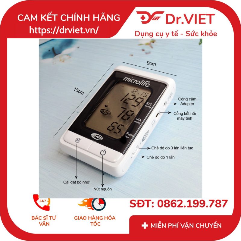 Máy đo huyết áp bắp tay Microlife BP A200 12 Máy đo huyết áp bắp tay Microlife BP A200