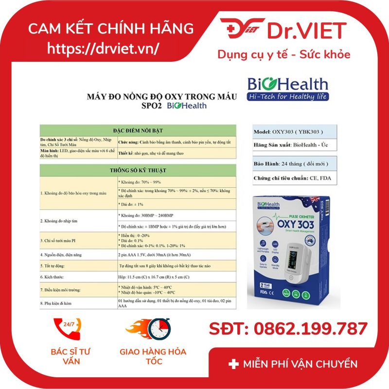 Máy đo nồng độ oxy trong máu SPO2 Biohealth OXY 303 13 Máy đo nồng độ oxy trong máu SPO2 Biohealth OXY 303