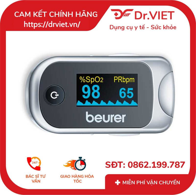 Máy đo nồng độ oxy trong máu SpO2 và nhịp tim Beurer PO40