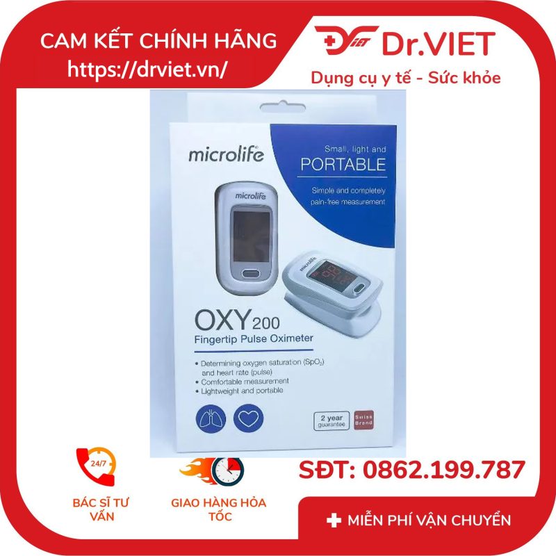 Máy đo nồng độ oxy SpO2 và nhịp tim Microlife OXY200
