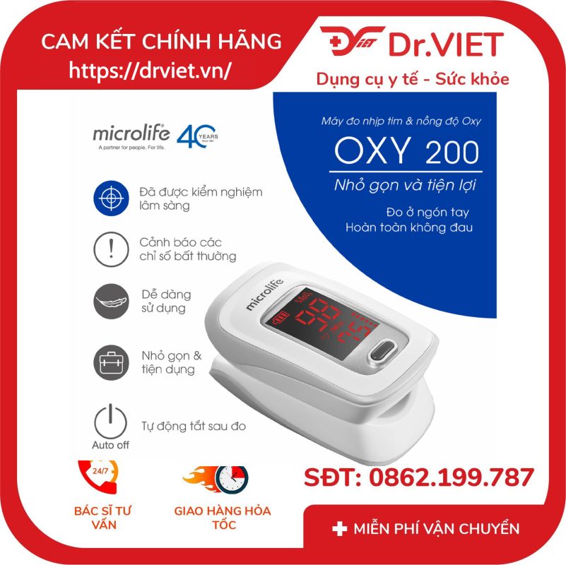 Máy đo nồng độ oxy SpO2 và nhịp tim Microlife OXY200 16 Máy đo nồng độ oxy SpO2 và nhịp tim Microlife OXY200