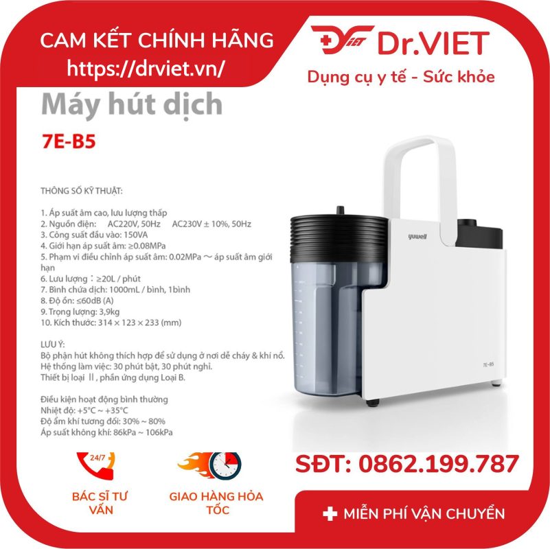 Máy hút dịch Yuwell 7E-B5 16 Máy hút dịch Yuwell 7E-B5