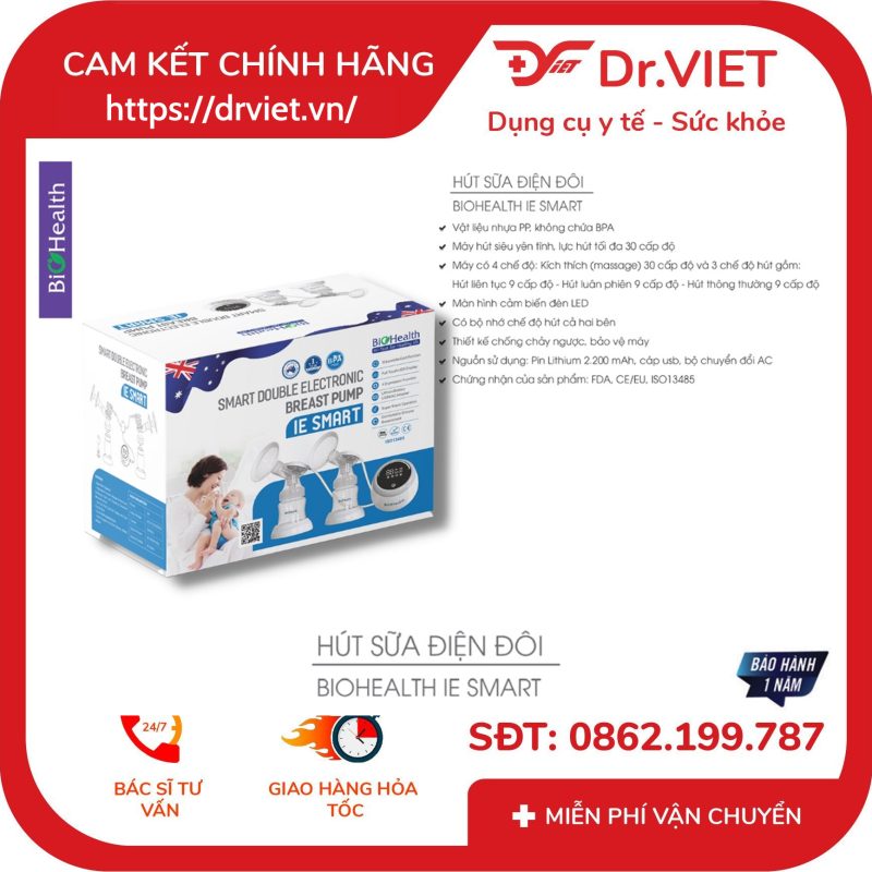 Máy Hút Sữa Điện Đôi Biohealth 30 Cấp Độ IE SMART 13 Máy Hút Sữa Điện Đôi Biohealth 30 Cấp Độ IE SMART