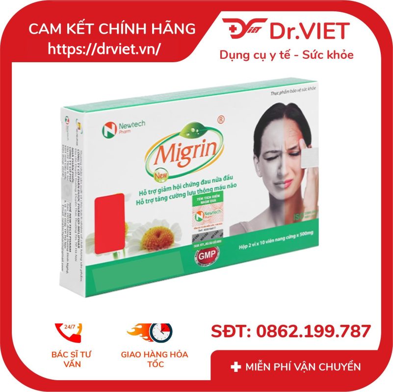 Migrin hỗ trợ giảm hội chứng đau nửa đầu hộp 20 viên 10 Migrin hỗ trợ giảm hội chứng đau nửa đầu hộp 20 viên