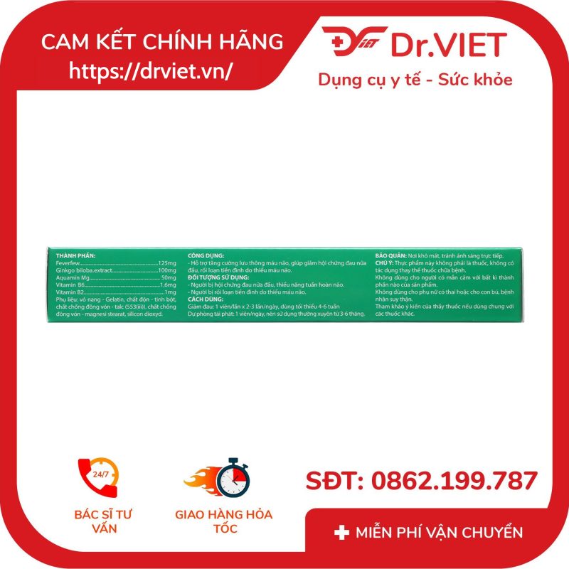 Alternative view of Migrin hỗ trợ giảm hội chứng đau nửa đầu hộp 20 viên
