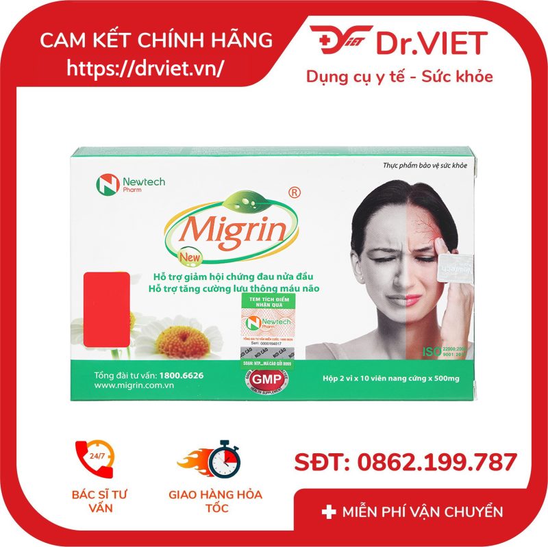 Migrin hỗ trợ giảm hội chứng đau nửa đầu hộp 20 viên