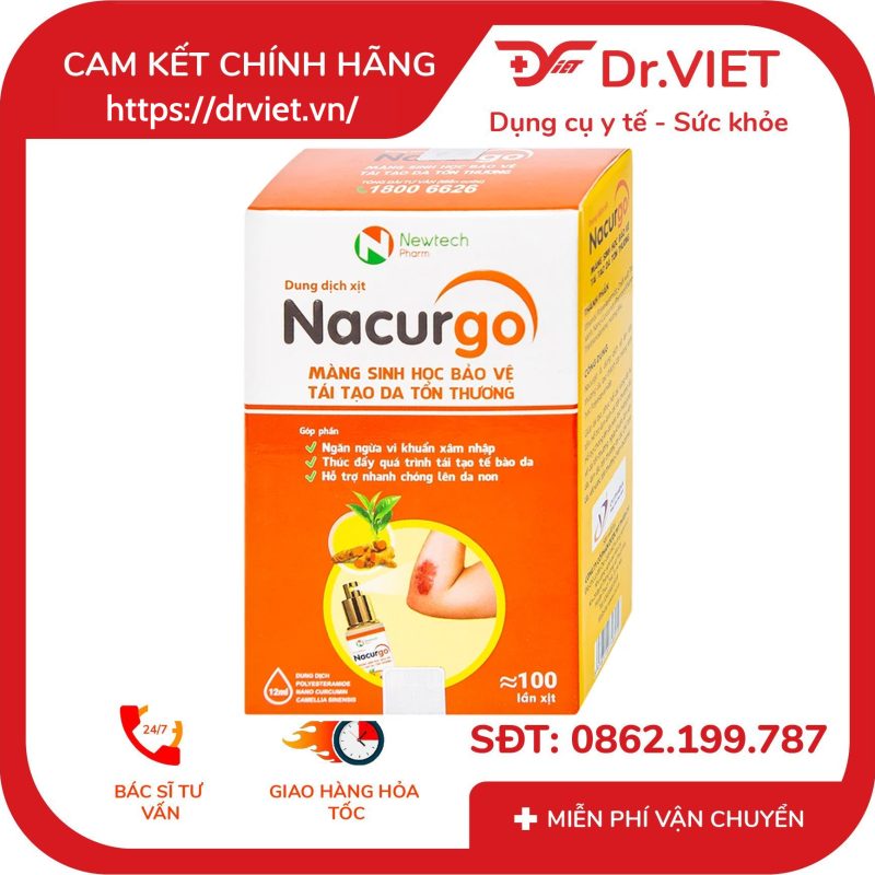 Dung dịch xịt vết thương Nacurgo Gel 12ml