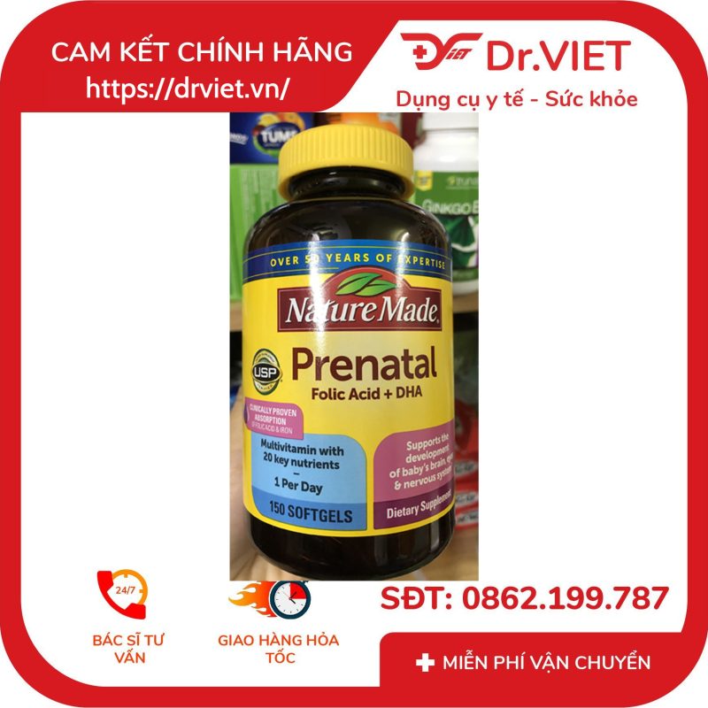 Nature Made Prenatal Multi + DHA bổ sung vitamin cho bà bầu hộp 150 viên 11 Nature Made Prenatal Multi + DHA bổ sung vitamin cho bà bầu hộp 150 viên