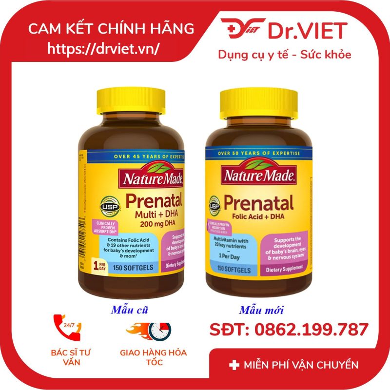 Nature Made Prenatal Multi + DHA bổ sung vitamin cho bà bầu hộp 150 viên 10 Nature Made Prenatal Multi + DHA bổ sung vitamin cho bà bầu hộp 150 viên