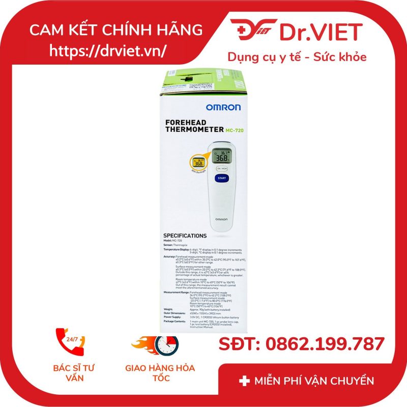Nhiệt kế đo trán Omron Forehead Thermometer MC-720 16 Nhiệt kế đo trán Omron Forehead Thermometer MC-720