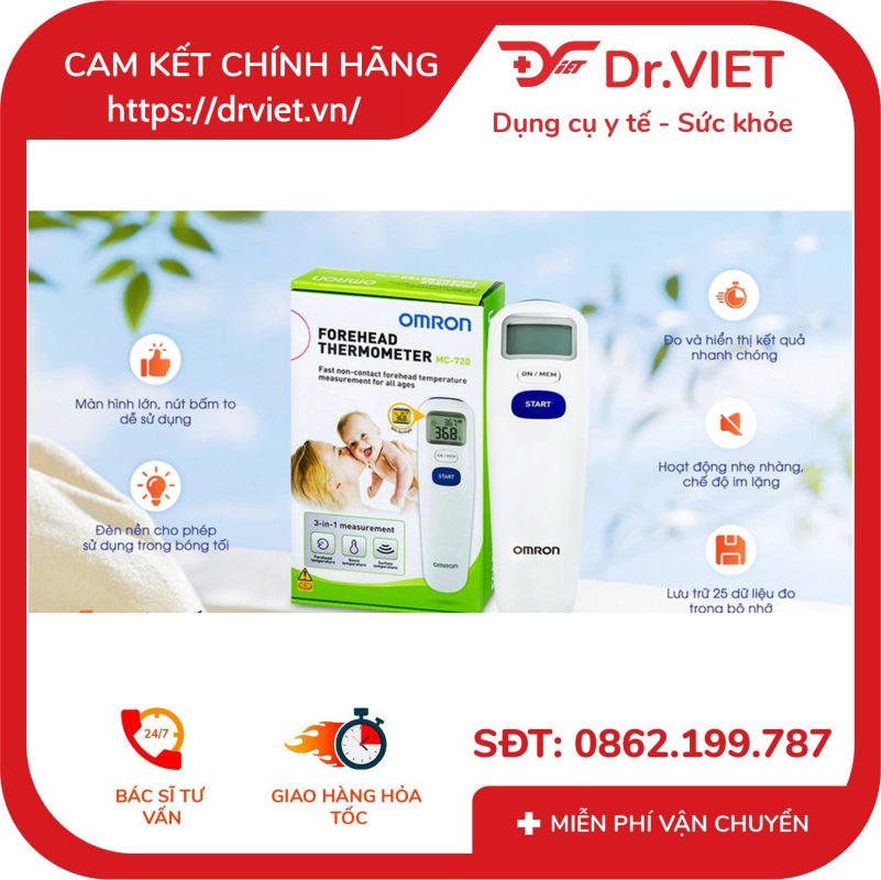 Nhiệt kế đo trán Omron Forehead Thermometer MC-720 20 Nhiệt kế đo trán Omron Forehead Thermometer MC-720